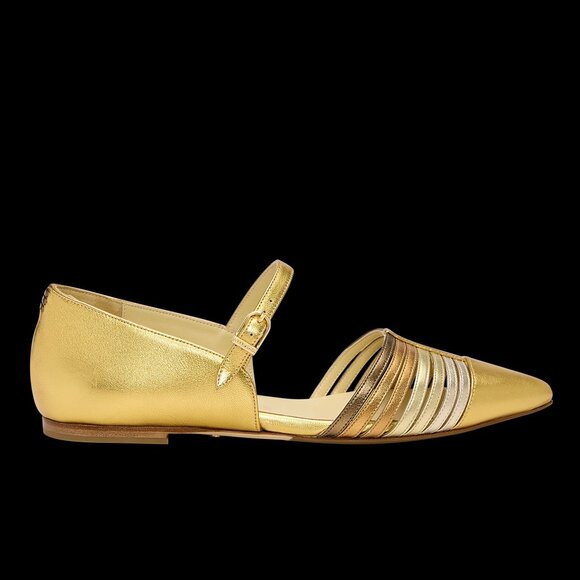 Sarah Flint Aet D’orsay Gold and Silver Women's Flats - Picture 2 of 10